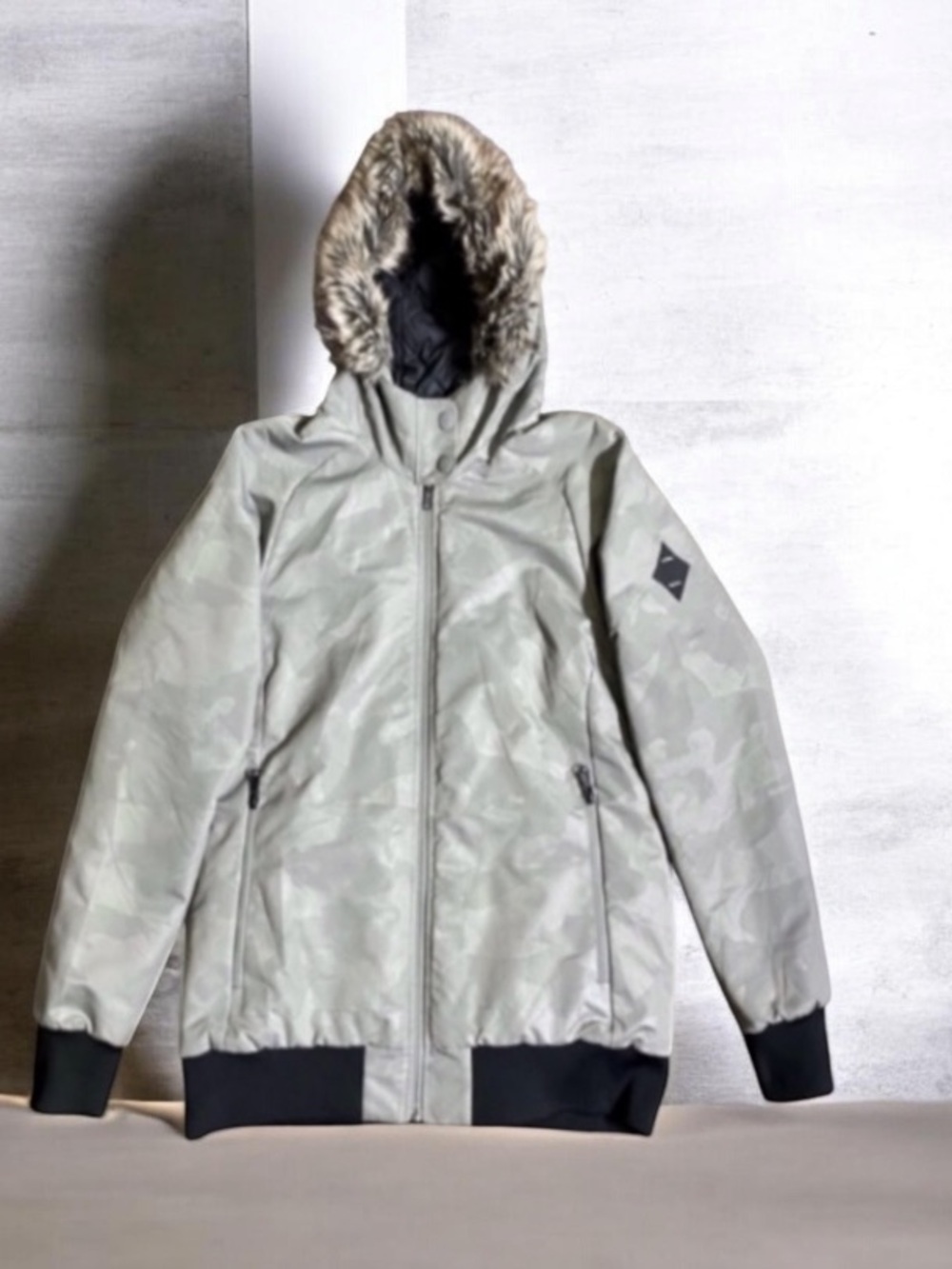 The North Face Insulated Grey Como Trim Hoodie Bomber Jacket Size XL|TG